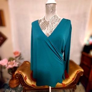 NWOT/Susan Graver Green Dress Top- L